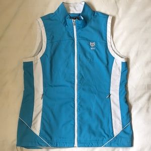 Adidas sky blue/white Climaproof mesh lined zip front vest EUC